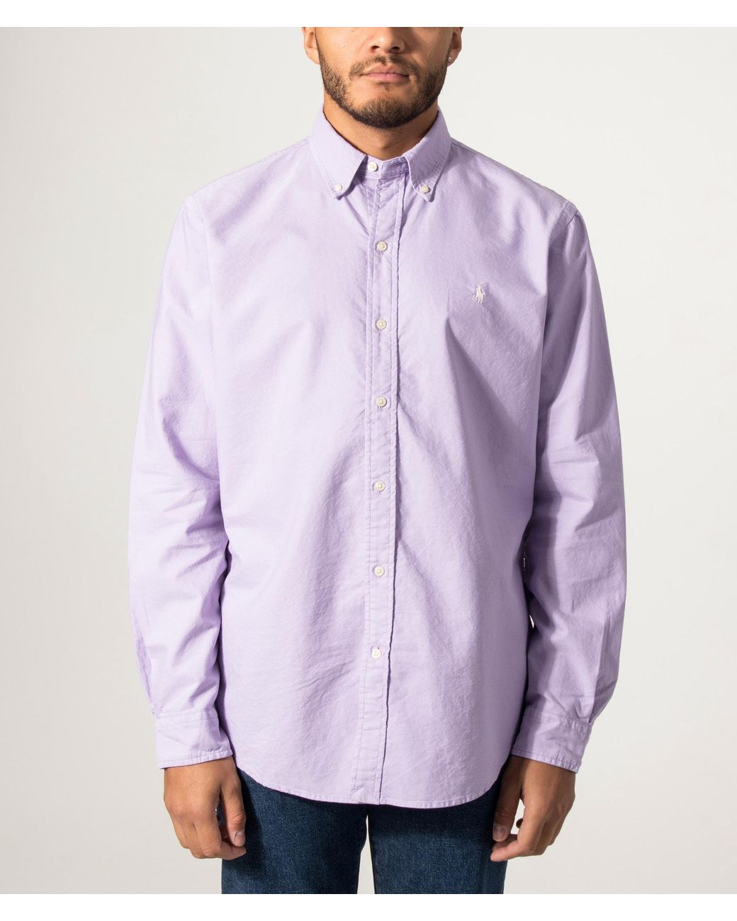 Polo Ralph Lauren Purple Custom Fit Garment-Dyed Oxford Shirt for men
