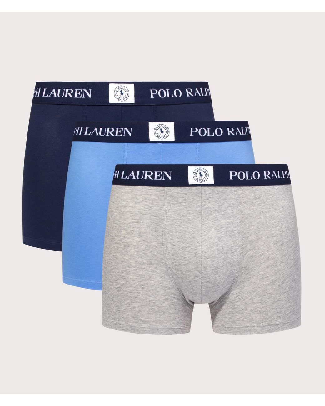 Polo Ralph Lauren Blue 3 Pack Classic Stretch Cotton Trunks for men