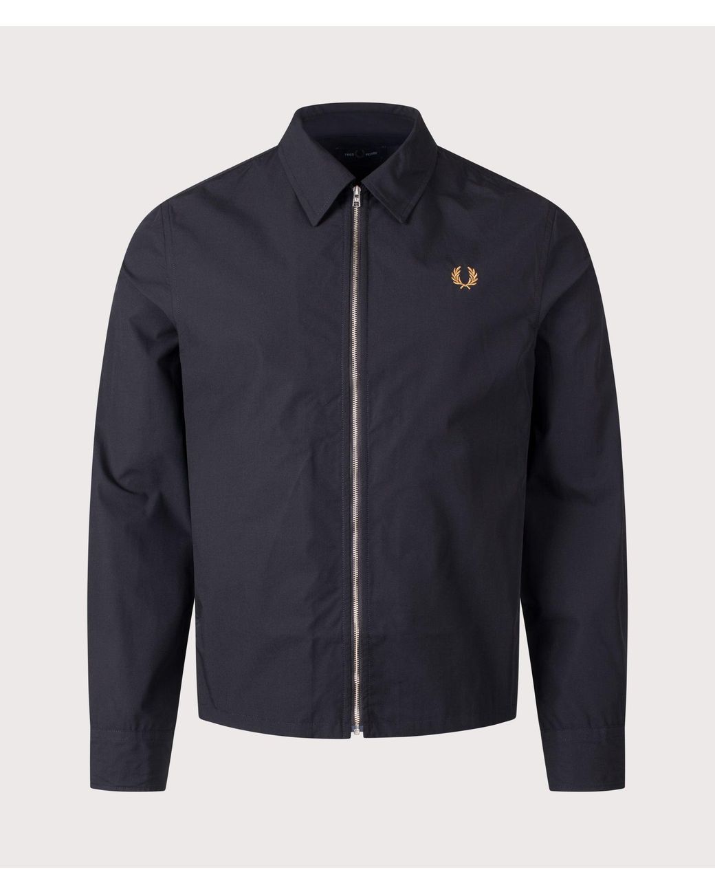 Fred Perry Blue Regular Fit Zip Through Poplin Overshirt for men