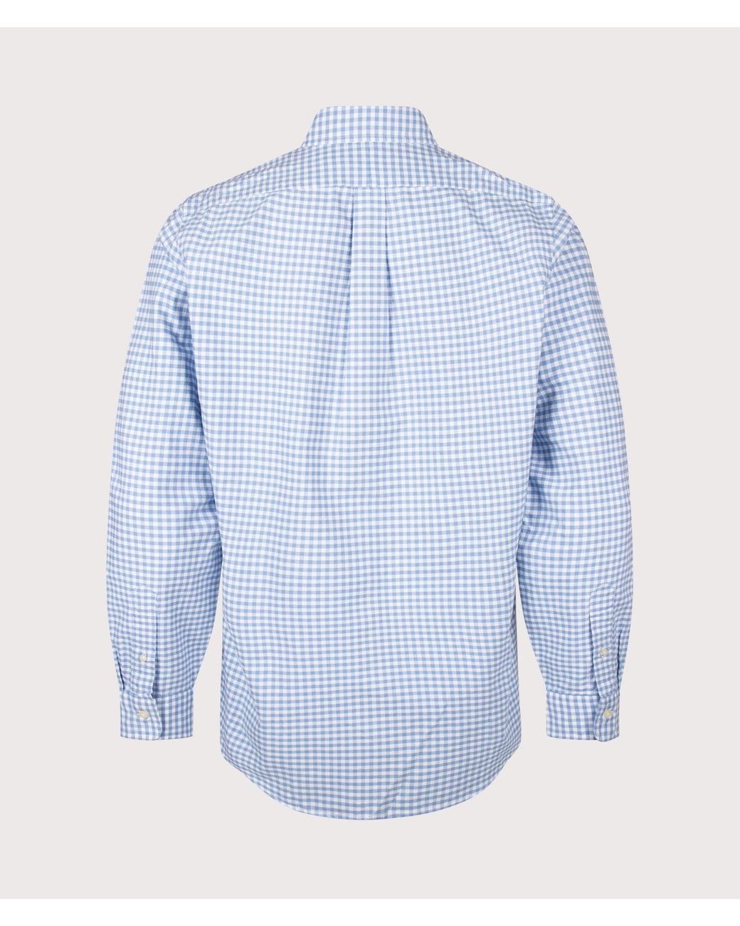 Polo Ralph Lauren Blue Custom Fit Gingham Oxford Shirt for men