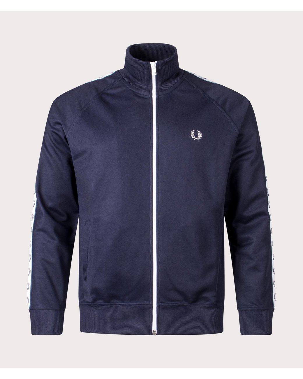 Fred Perry Blue Zip Through Taped Track Top for men