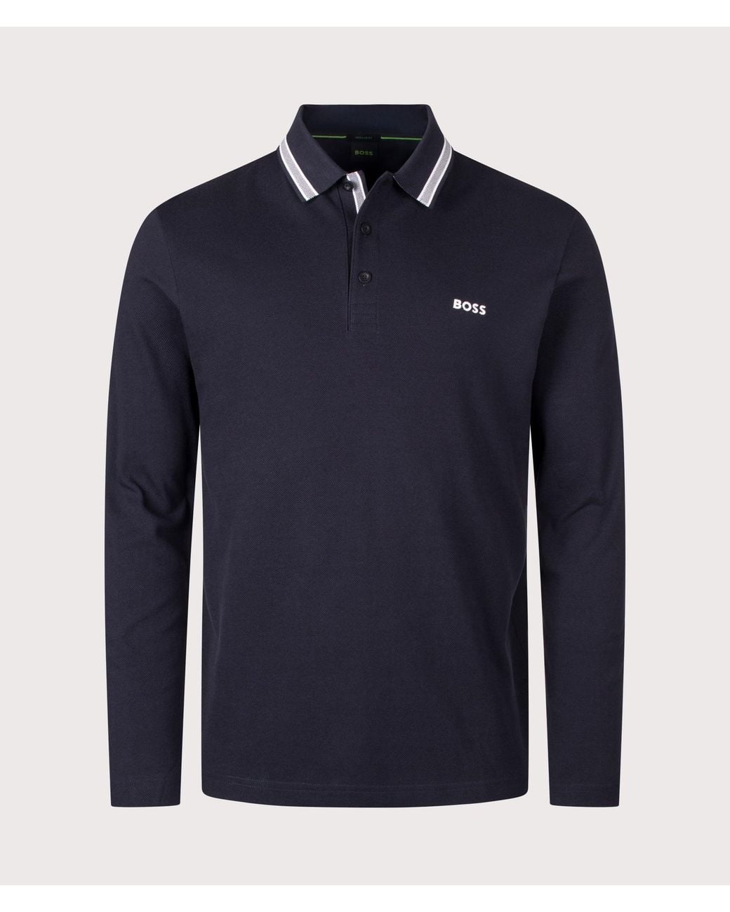 Boss Blue Regular Fit Plisy Long Sleeve Polo Shirt for men