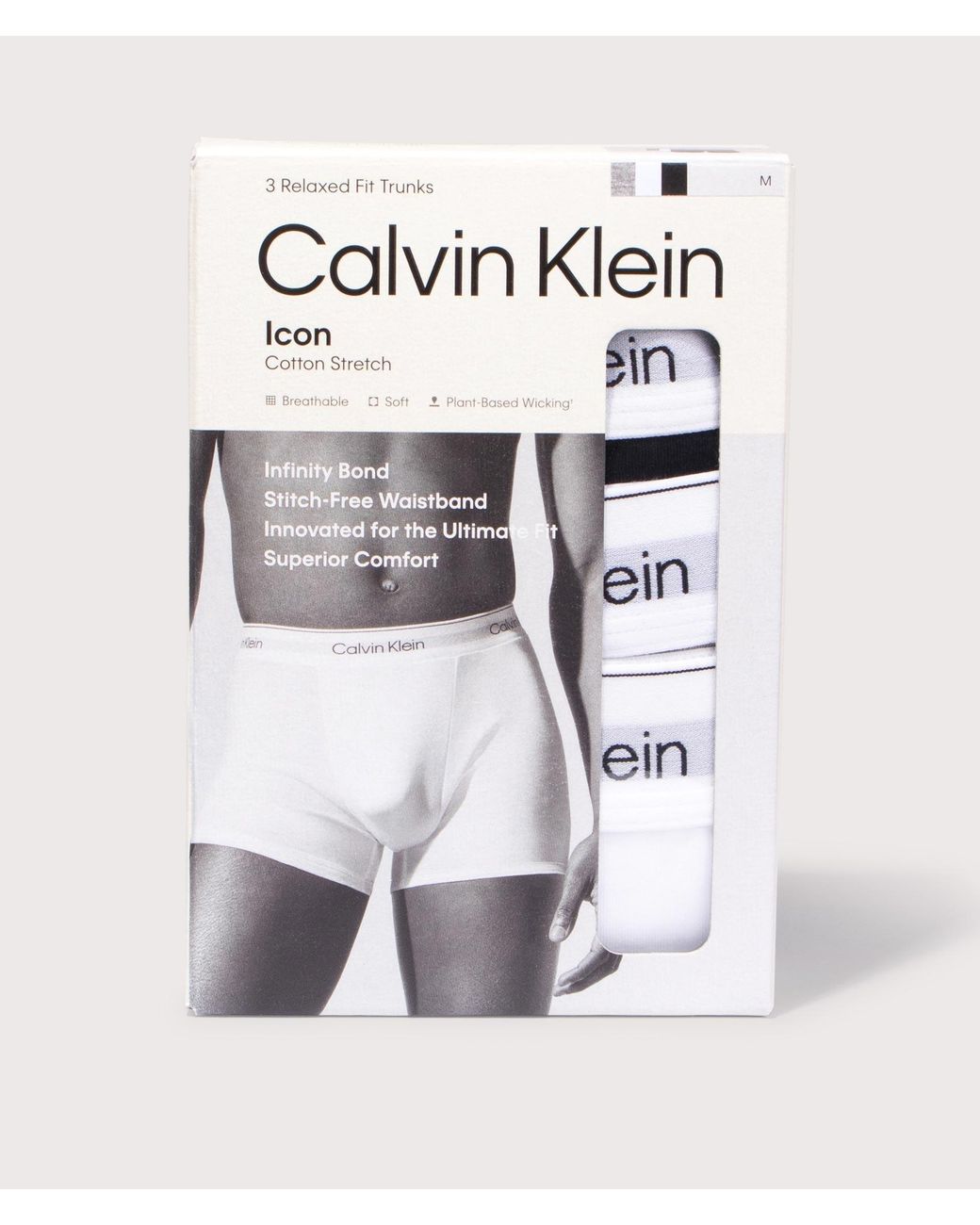 Calvin Klein White 3 Pack Relaxed Fit Trunks for men