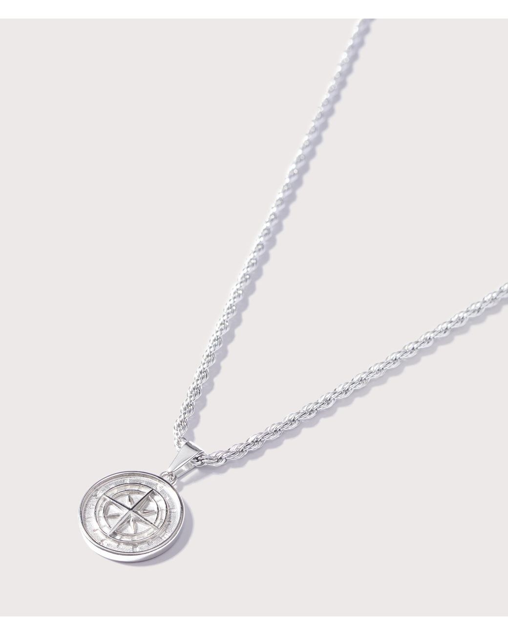 Mysterious Jeweller White Stainless Steel Compass Pendant 24&Quot for men