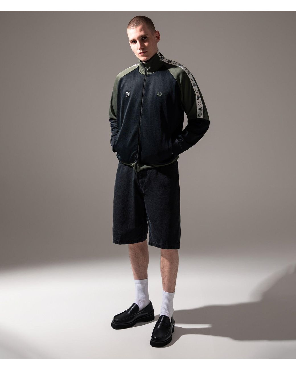 Fred Perry Black Oversized Fit Meyba Taped Raglan Track Jacket for men