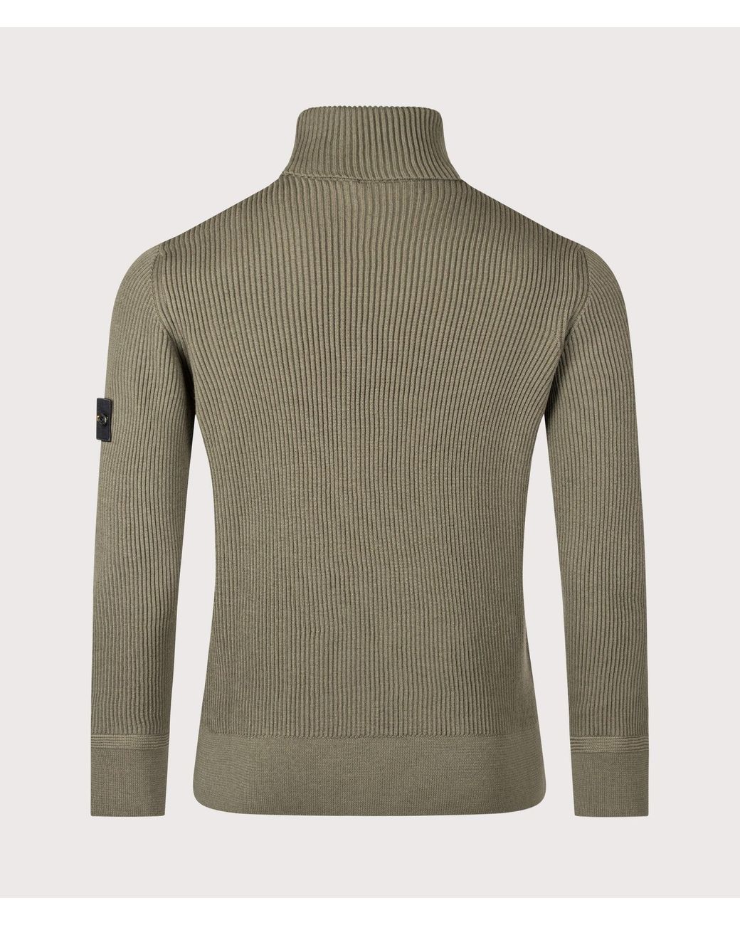 Stone Island Green Full Rib Rws Wool Turtle Neck Jumper for men