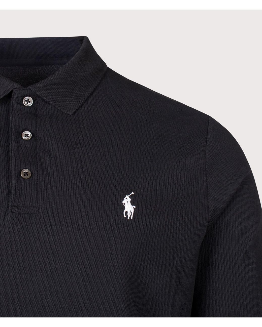 Polo Ralph Lauren Blue Custom Slim Fit Stretch Mesh Long Sleeve Polo Shirt for men