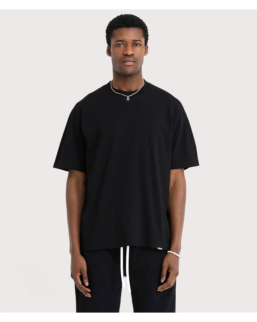 Represent Black Oversized Initial T-Shirt for men