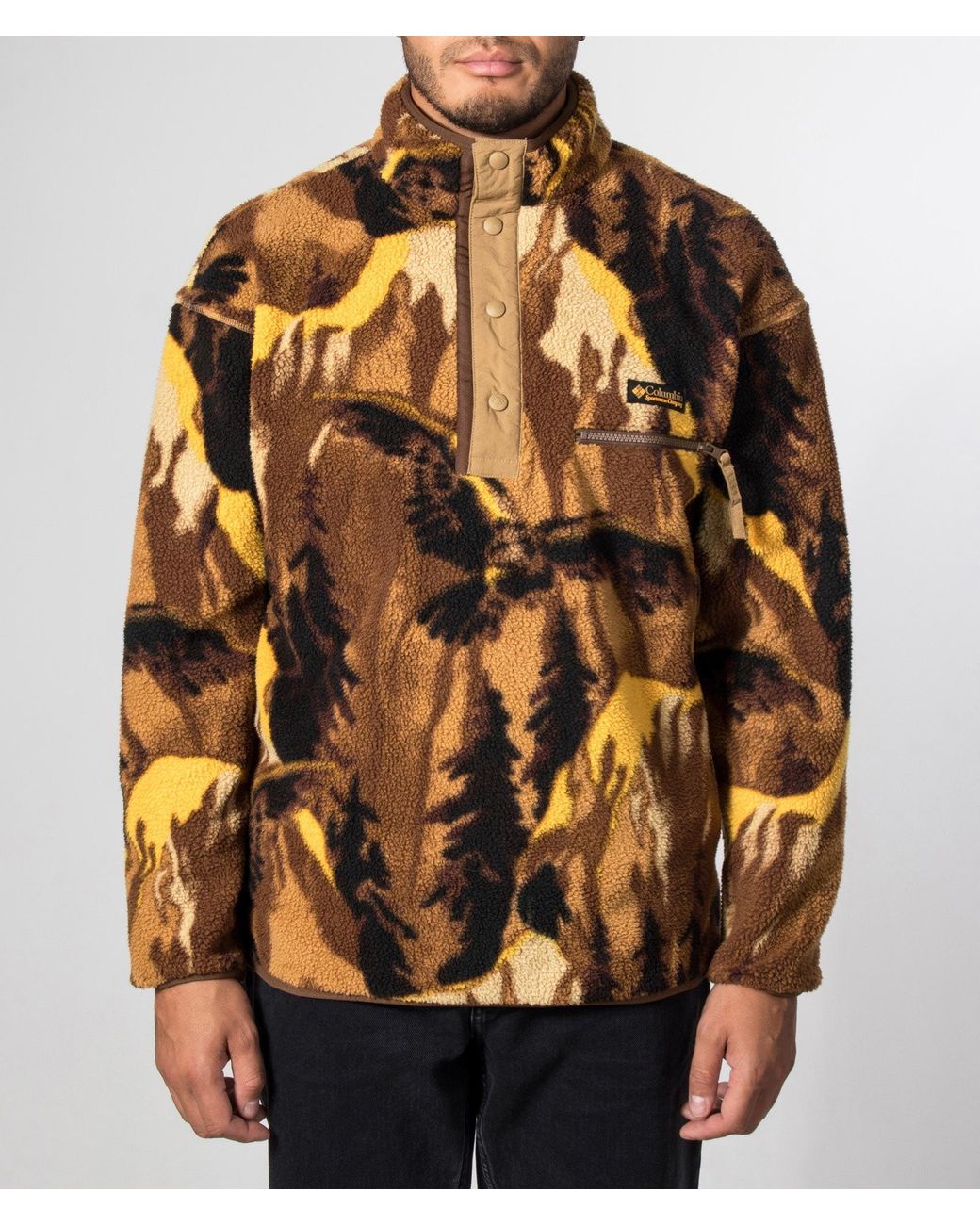 Columbia Orange Regular Fit Helvetia Ii Printed Half Snap Fleece for men