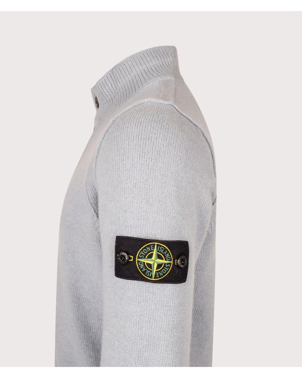 Stone Island Gray Lambswool Button Up Jumper for men