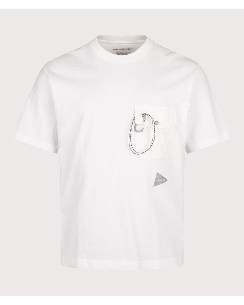 And Wander White Heavy Cotton Pocket T-Shirt for men