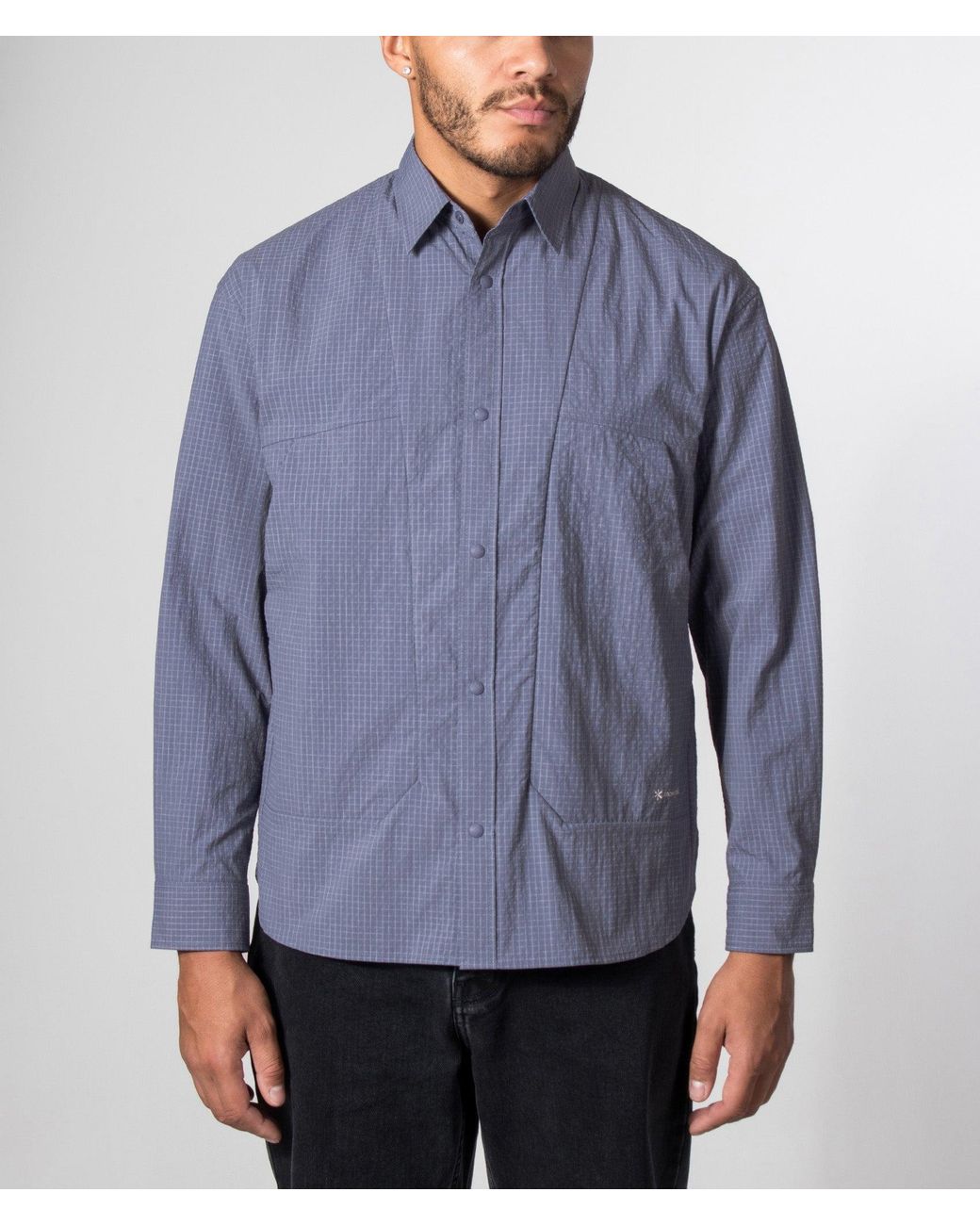 Snow Peak Blue Relaxed Fit Kasuri Ripstop Shirt for men