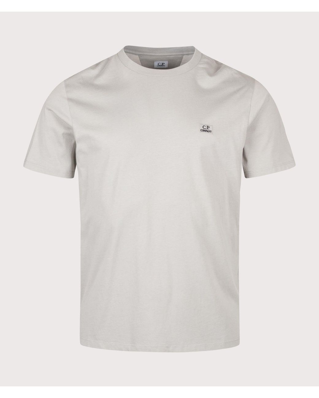 C P Company White 30/1 Jersey Logo Patch T-Shirt for men