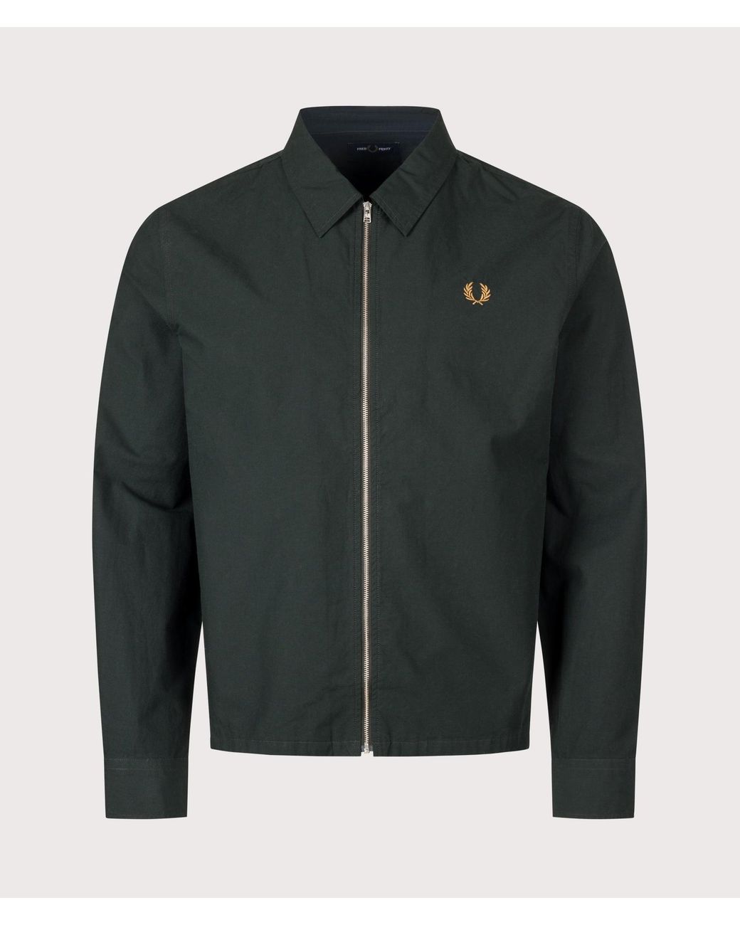 Fred Perry Green Regular Fit Zip Through Poplin Overshirt for men