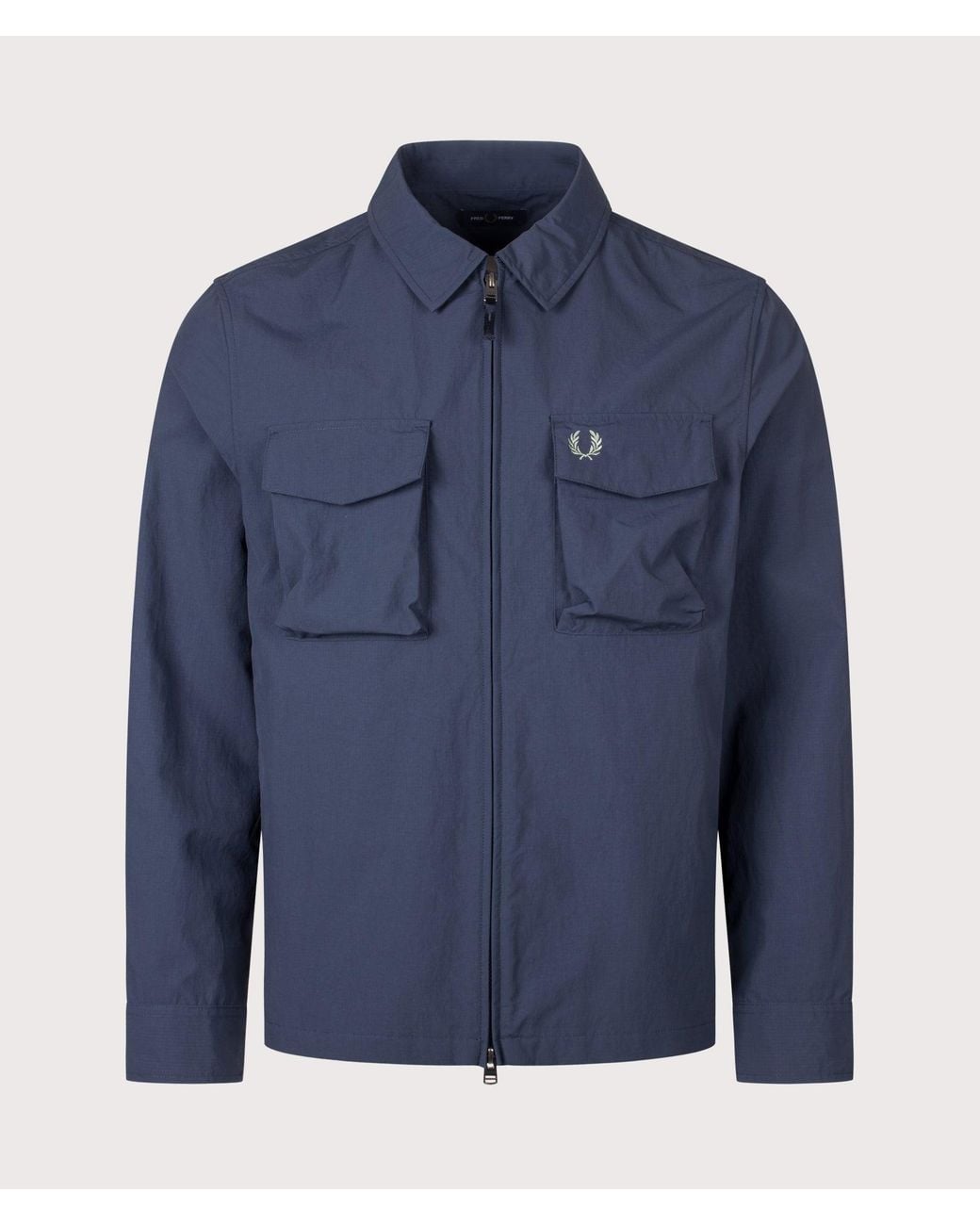 Fred Perry Blue Regular Fit Ripstop Pocket Overshirt for men