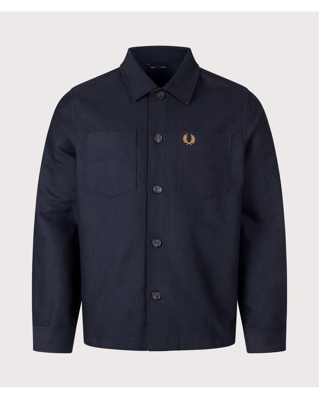 Fred Perry Blue Regular Fit Brushed Twill Overshirt for men
