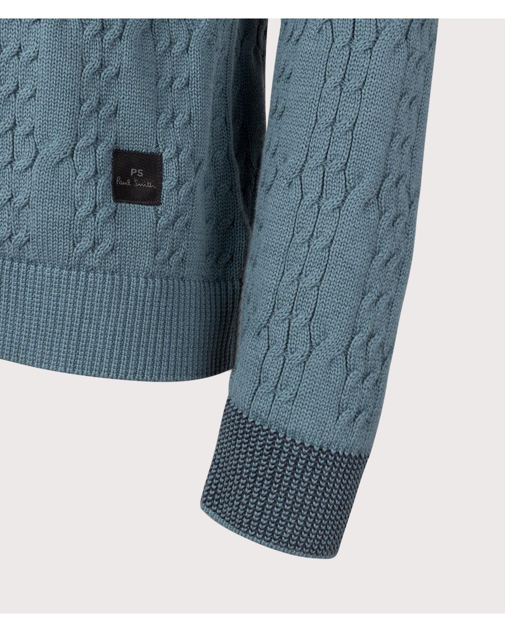 Paul Smith Blue Cable Knit Zip Through Cardigan for men