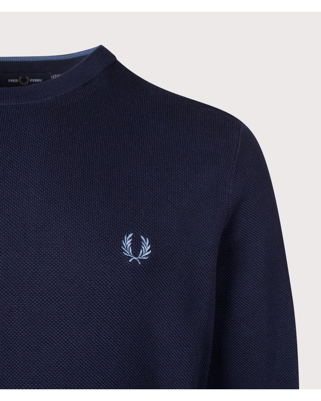 Fred Perry Blue Regular Fit Piqué Stitch Jumper for men