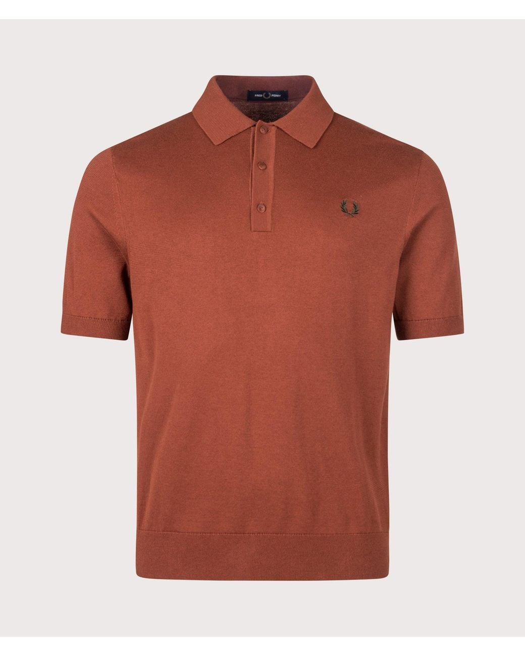 Fred Perry Red Regular Fit Supima Cotton Knitted Polo Shirt for men