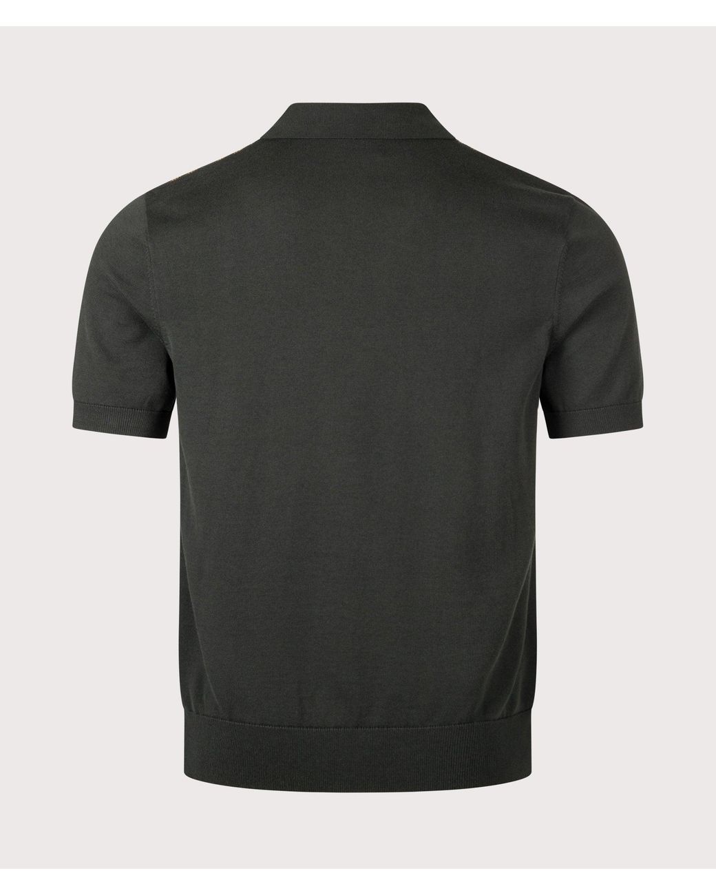 Fred Perry Green Regular Fit Textured Panel Zip Neck Knitted Polo Shirt for men