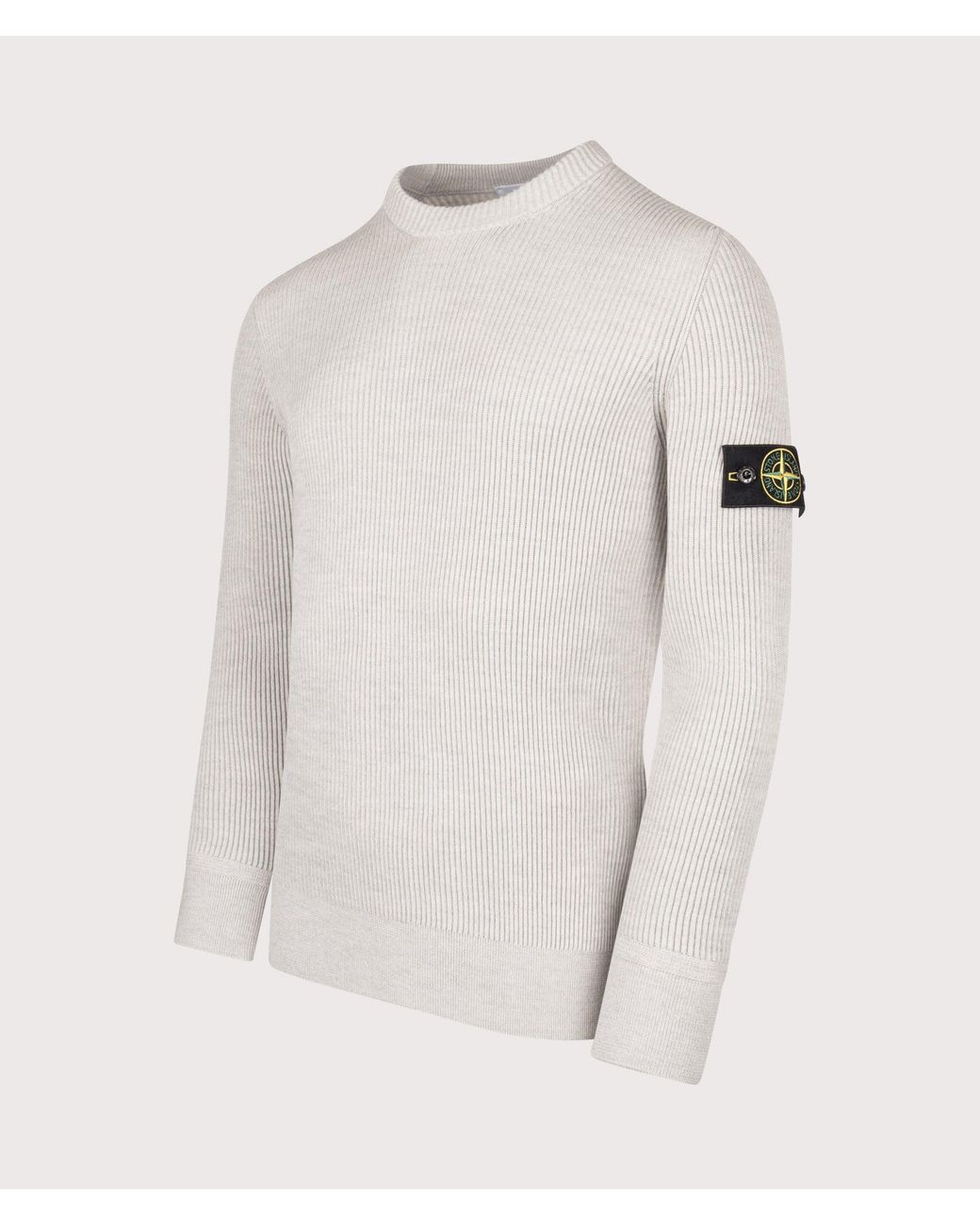 Stone Island White Full Rib Rws Wool Jumper for men