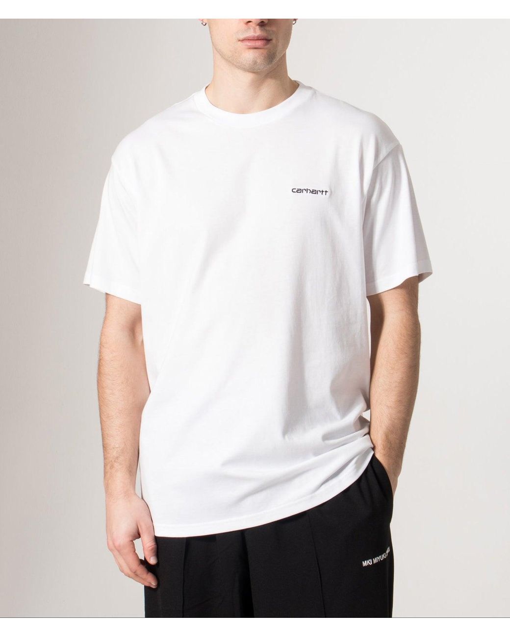 Carhartt White Loose Fit Script Embroidery T-Shirt for men