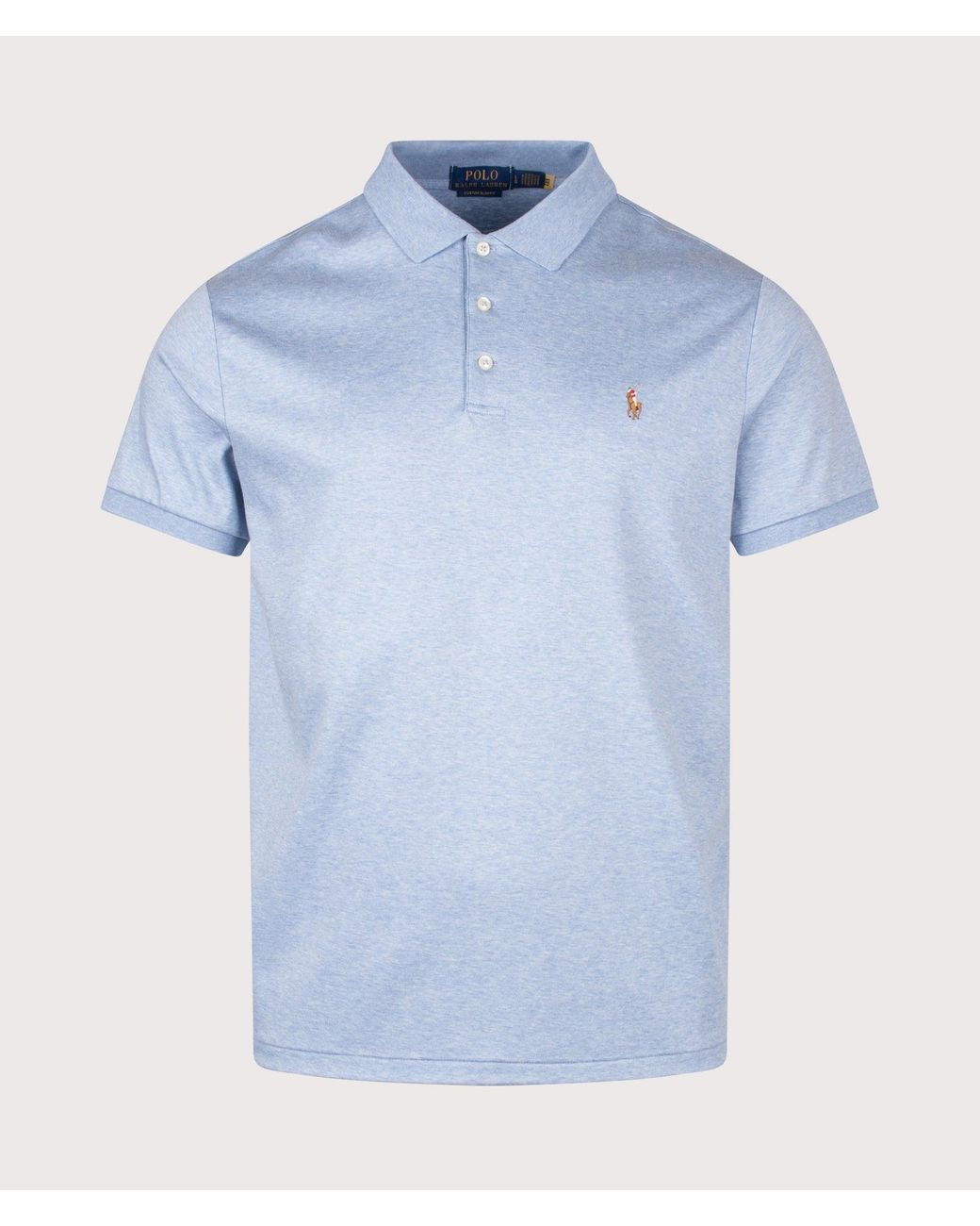 Polo Ralph Lauren Blue Custom Slim Fit Soft Cotton Polo Shirt for men