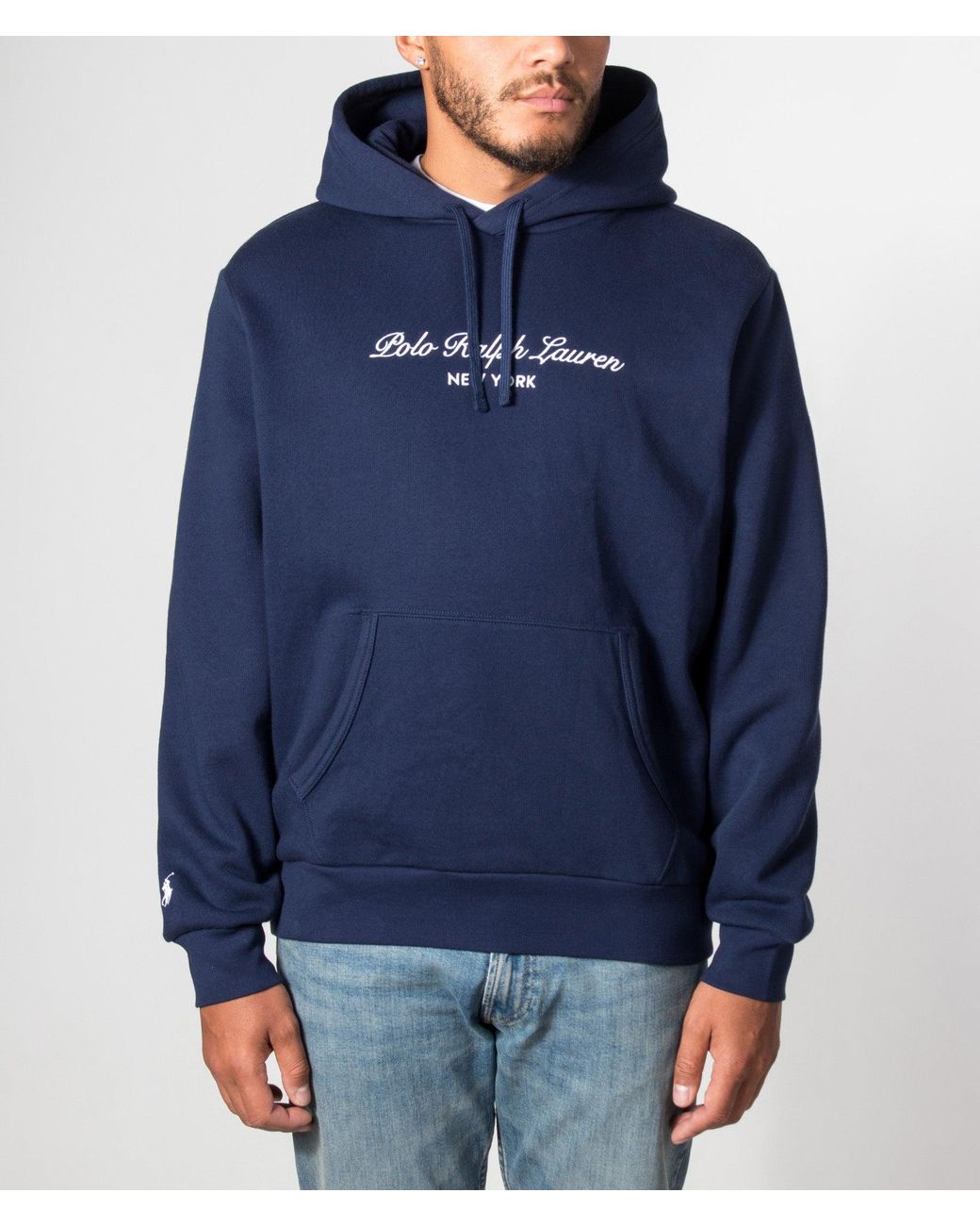 Polo Ralph Lauren Blue Logo Fleece Hoodie for men