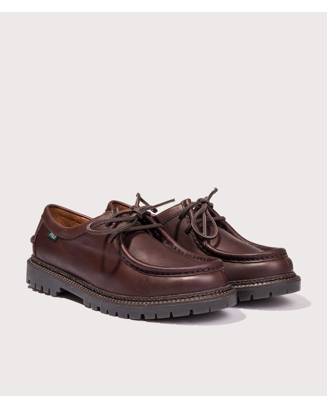 Polo Ralph Lauren Brown Jett Lug-Sole Leather Moc-Toe Shoes for men