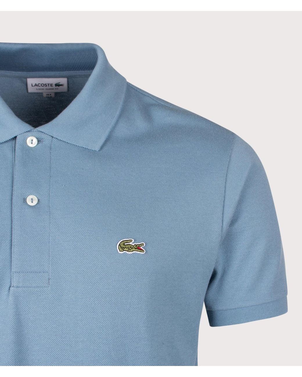 Lacoste Blue Classic Fit L1212 Croc Logo Polo Shirt for men