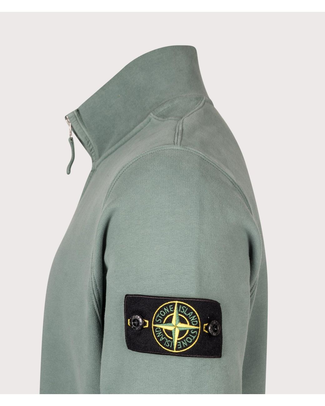 Stone Island Green Brushed Cotton Zip Through Track Top for men