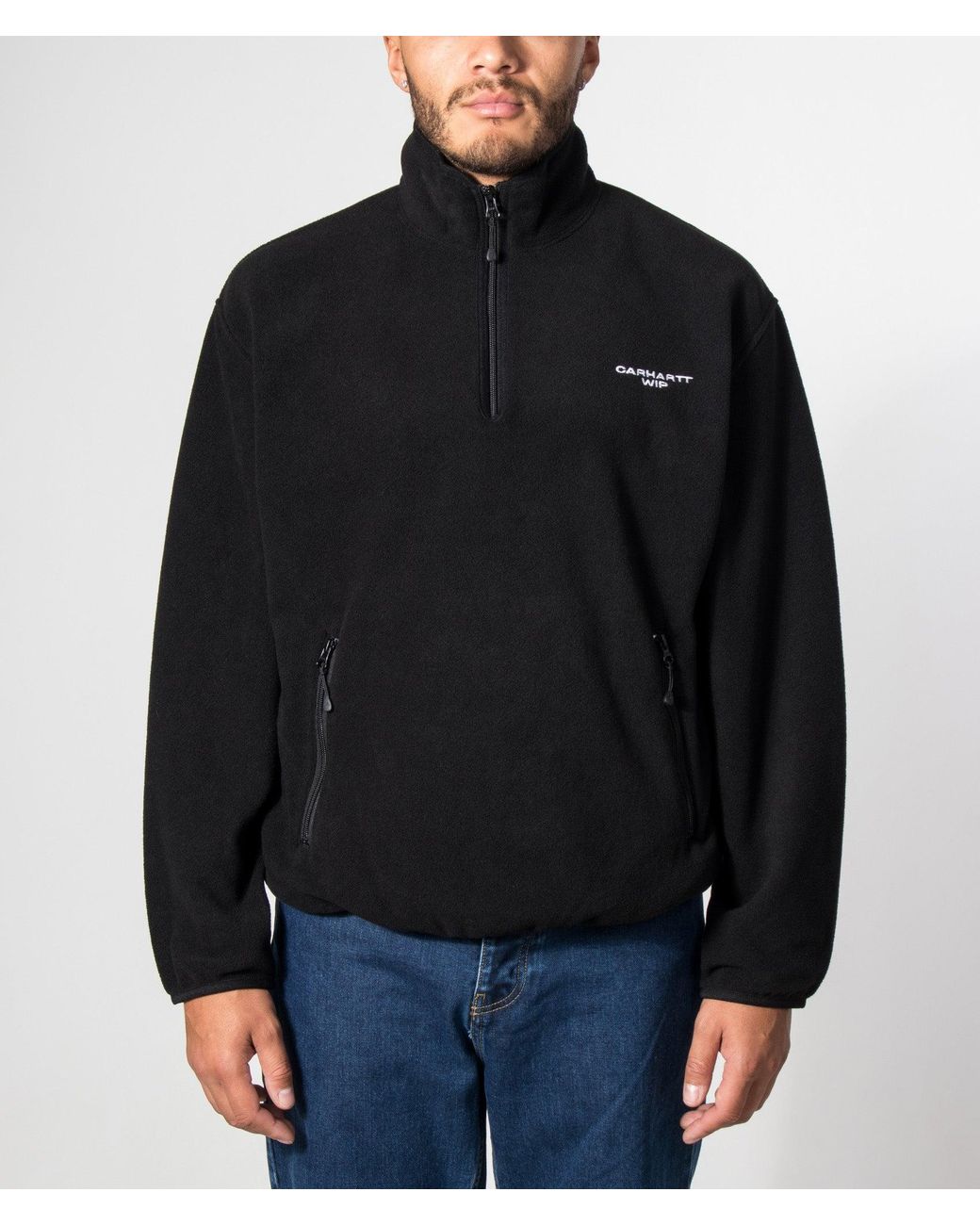 Carhartt Black Balloon Fit Edmore Quarter Zip Fleece Sweatshirt for men