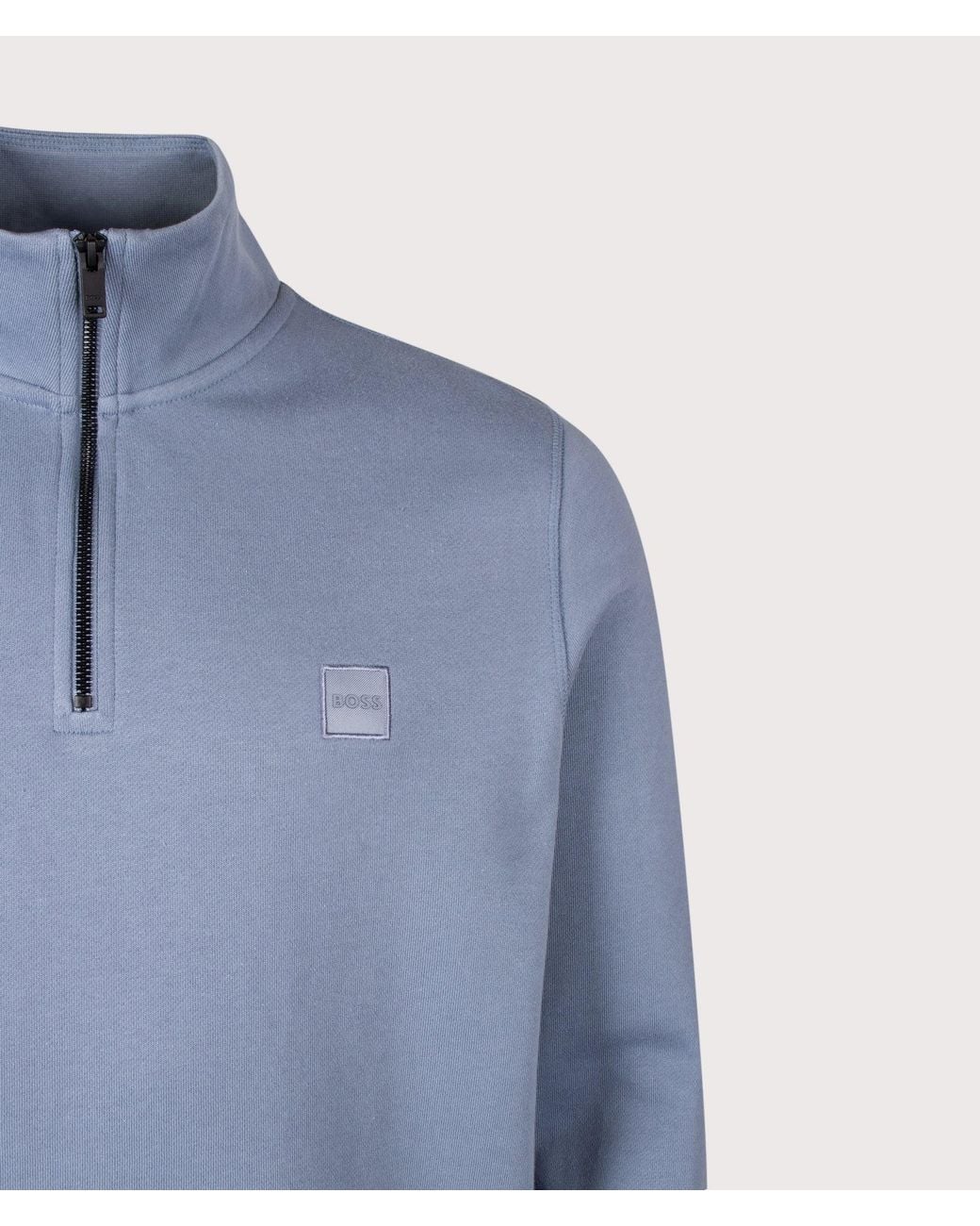 Boss Blue Regular Fit Zetrust Quarter Zip Sweatshirt for men