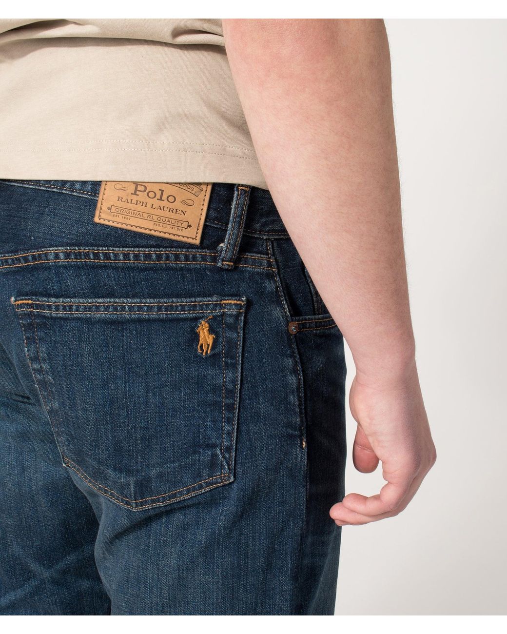 Polo Ralph Lauren Blue Relaxed Fit Straight Leg Hampton Jeans for men