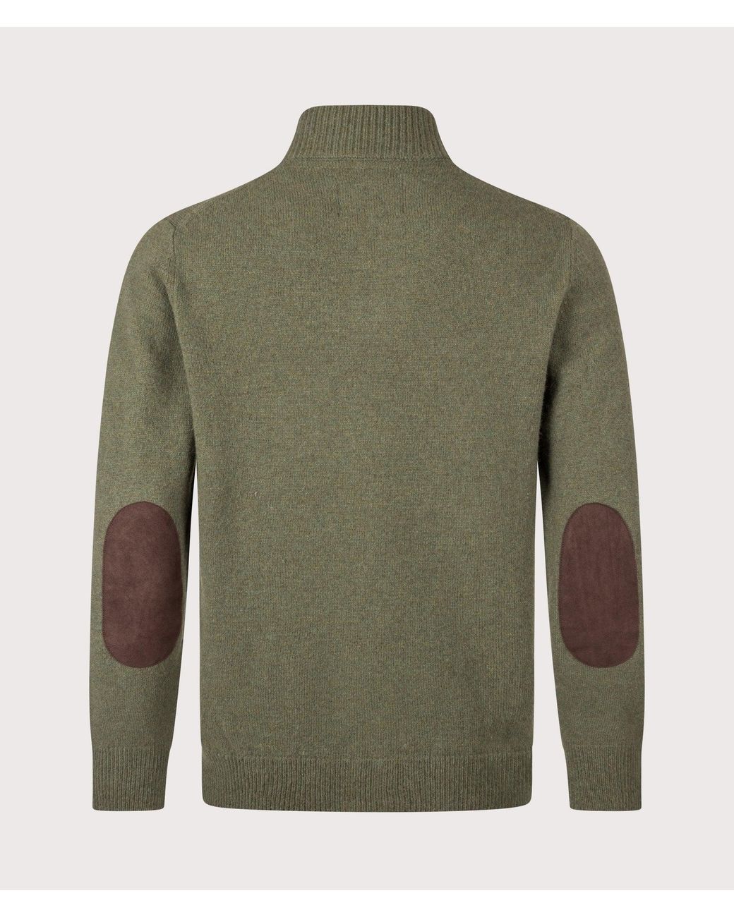 Barbour Green Essential Patch Zip Through Knitted Jumper for men