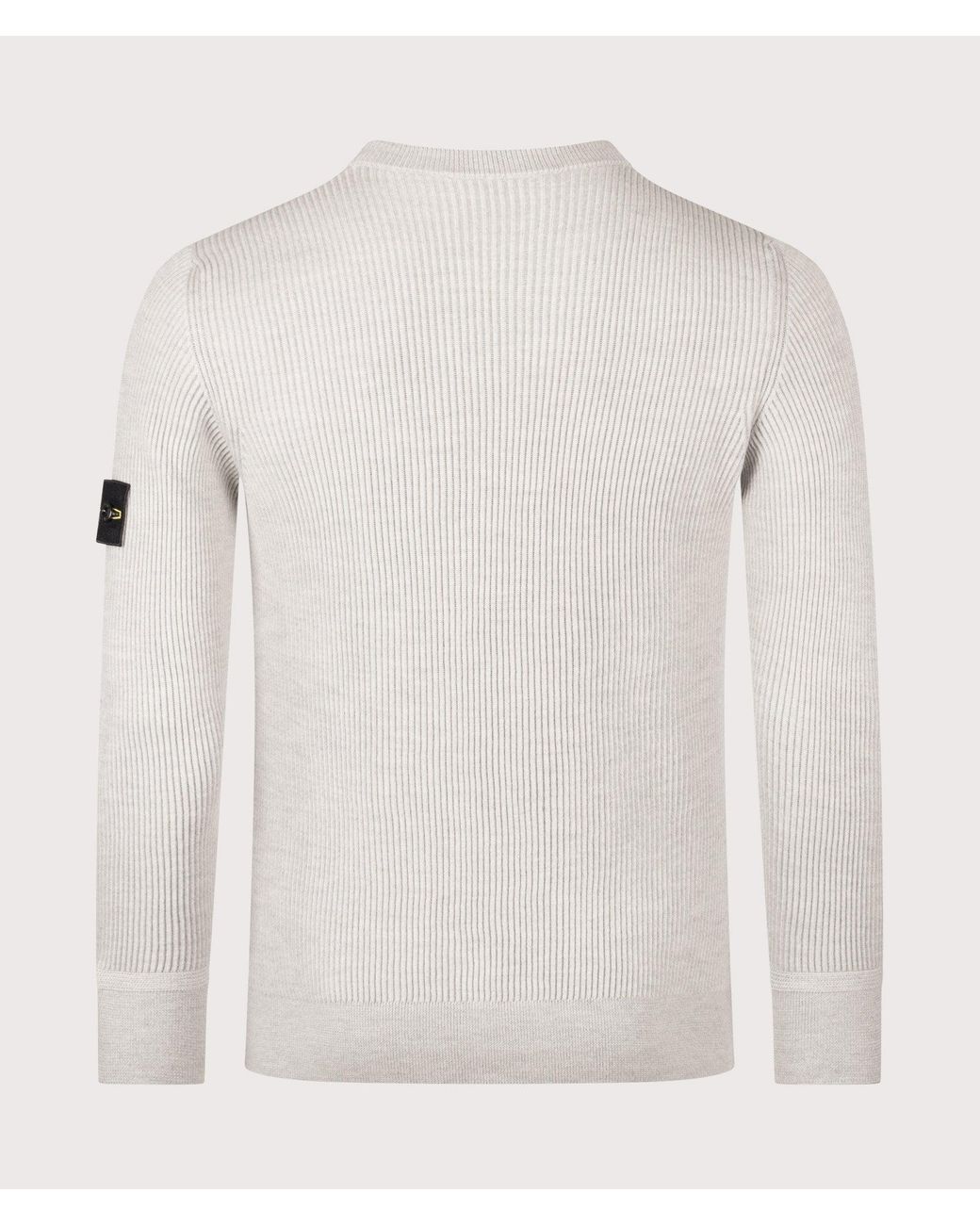 Stone Island White Full Rib Rws Wool Jumper for men