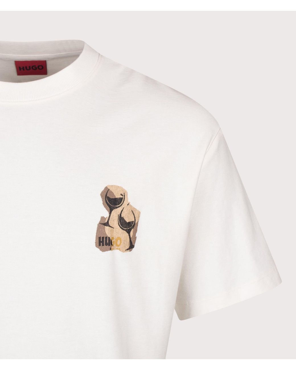 HUGO White Relaxed Fit Detzi T-Shirt for men