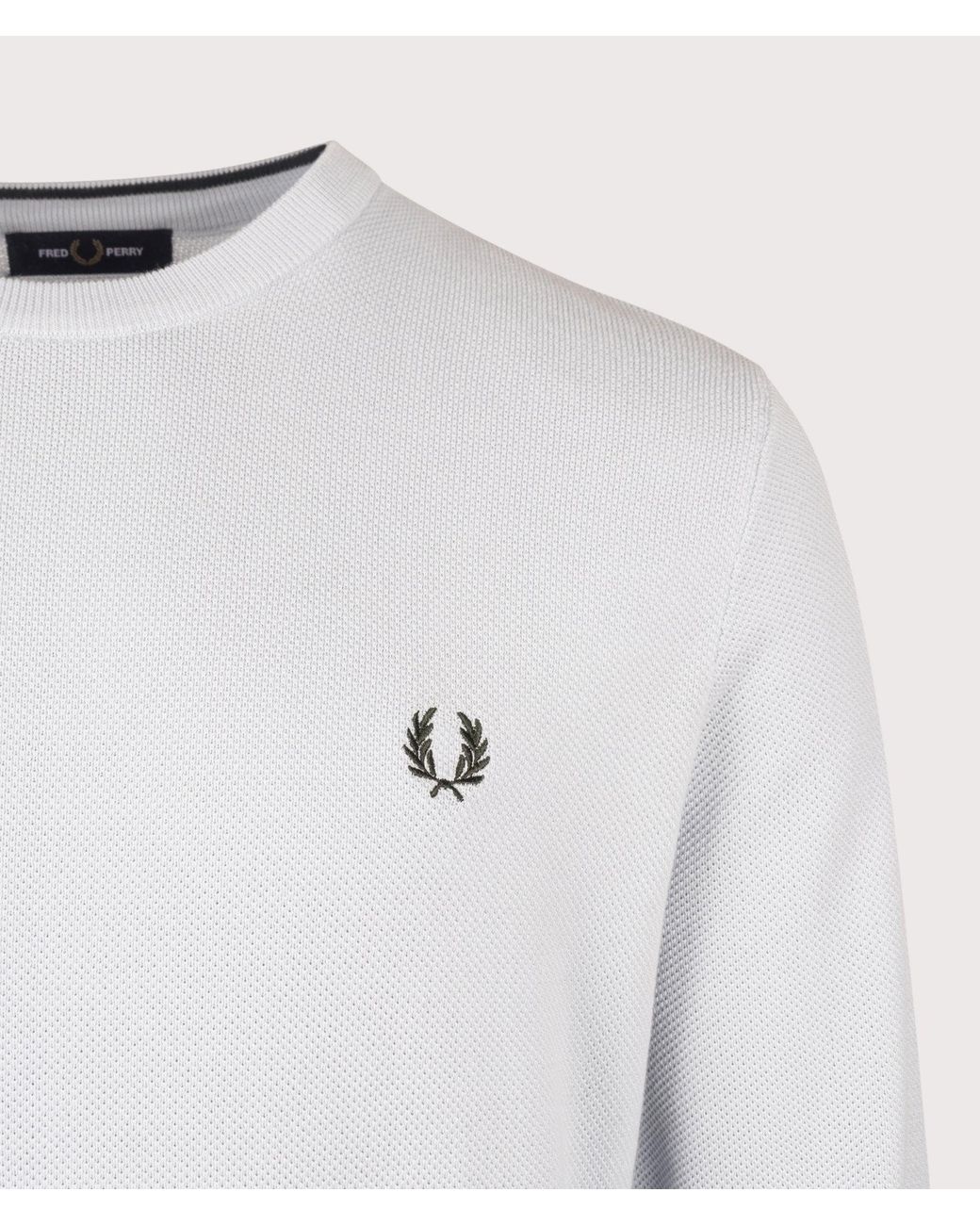 Fred Perry White Regular Fit Piqué Stitch Jumper for men