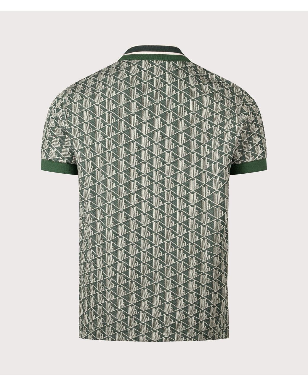 Lacoste Green Regular Fit Monogram Jacquard Polo Shirt for men