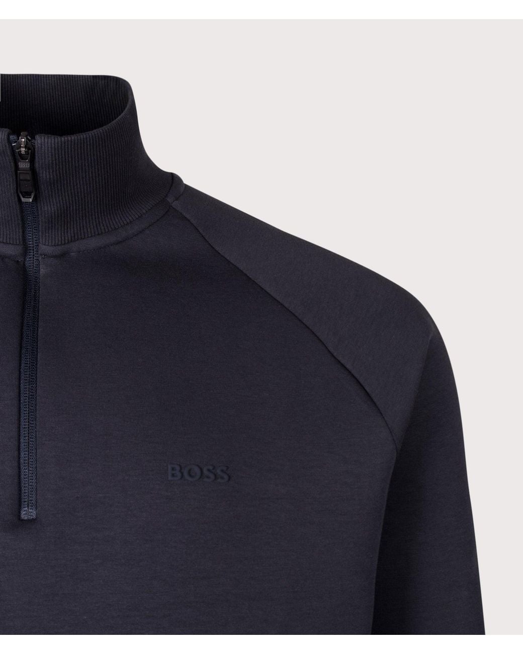 Boss Blue Regular Fit Quarter Zip Sweatshirt for men