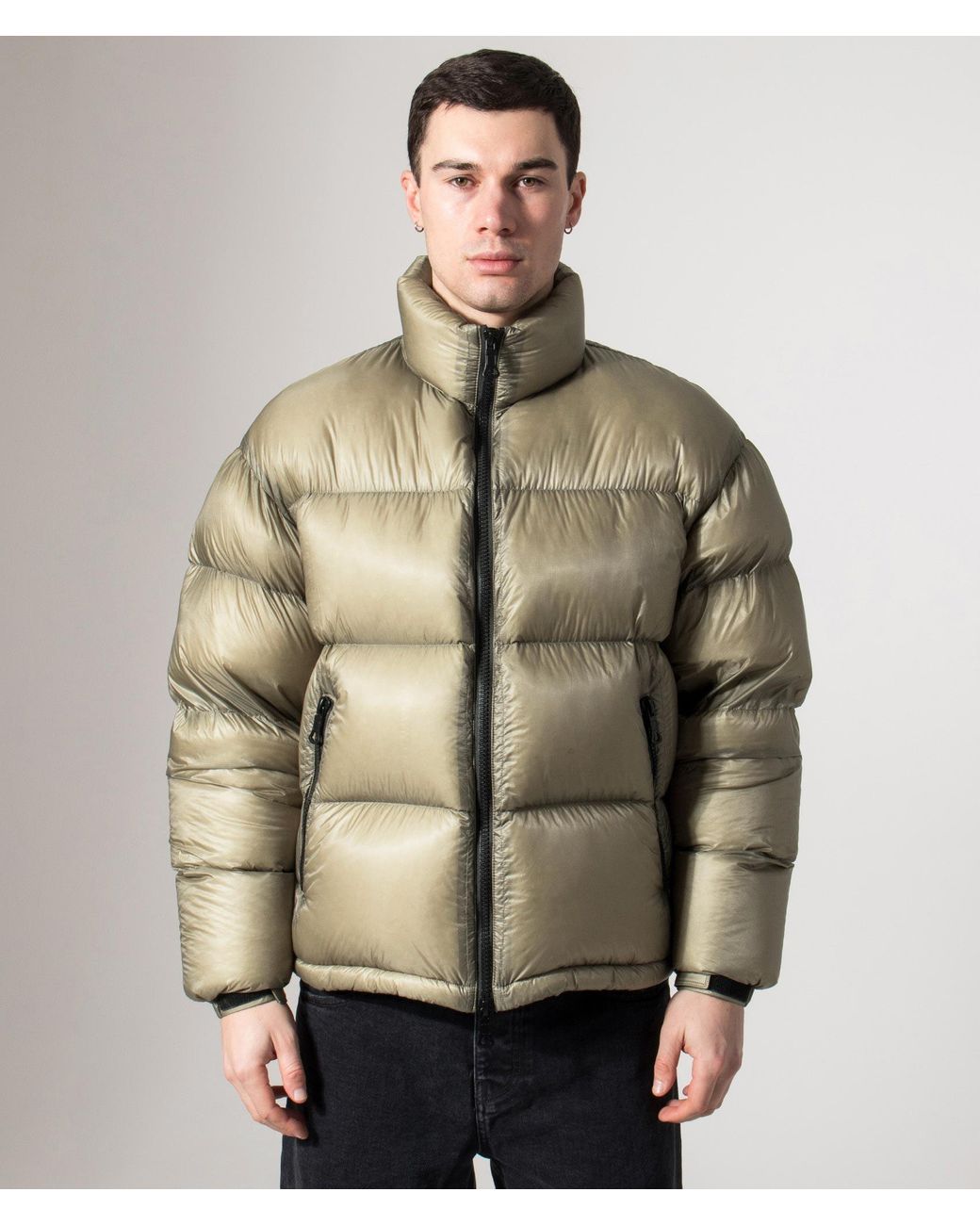MKI Miyuki-Zoku Green Translucent Funnel Neck Bubble Jacket for men