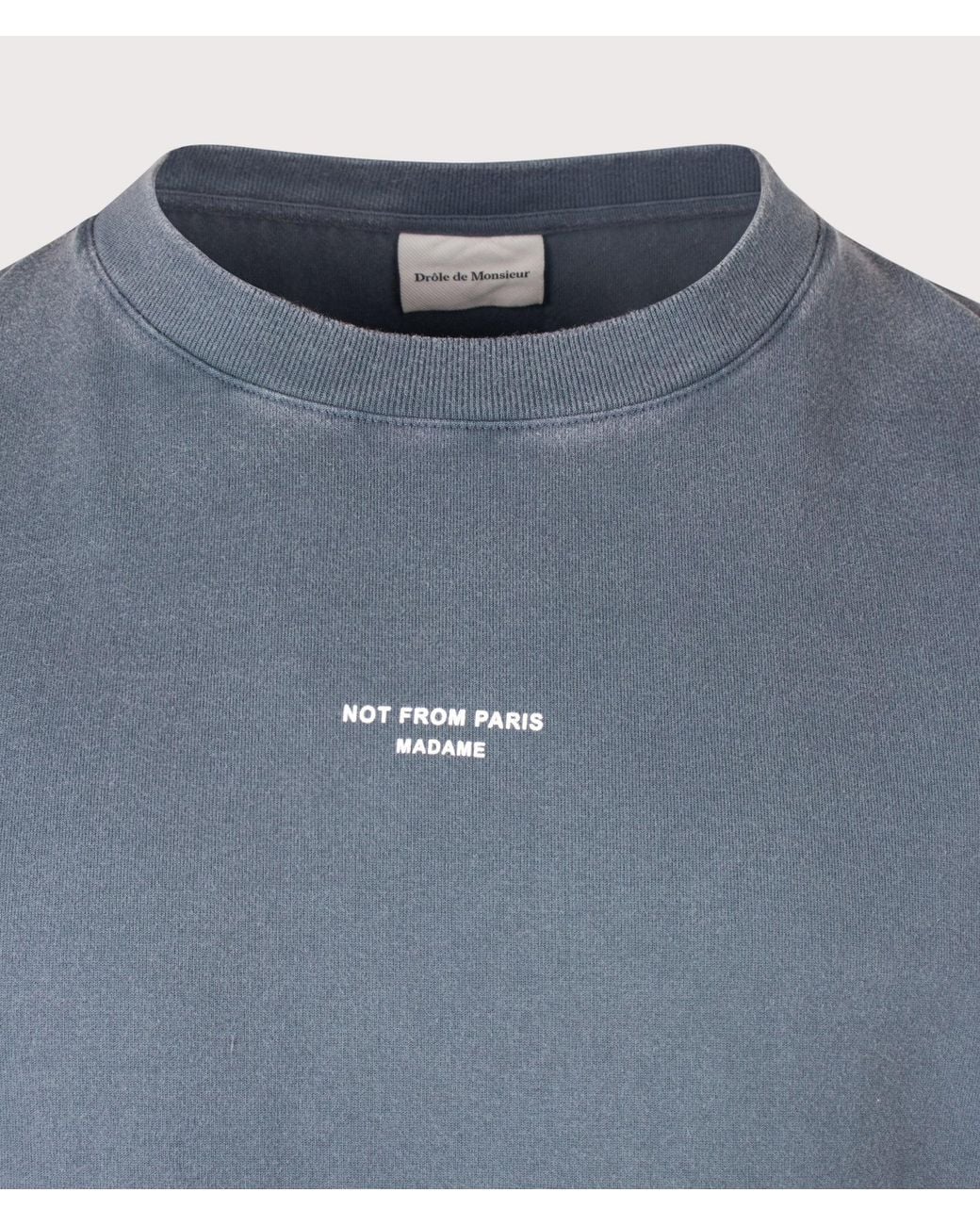 Drole de Monsieur Blue Relaxed Fit Classic Slogan T-Shirt for men