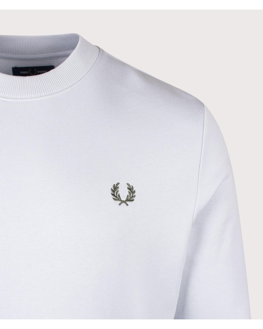 Fred Perry White Regular Fit Crew Neck Sweatshirt for men