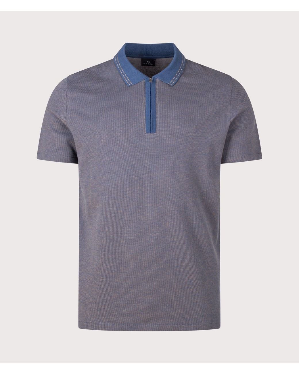 Paul Smith Blue Regular Fit Quarter Zip Polo Shirt for men