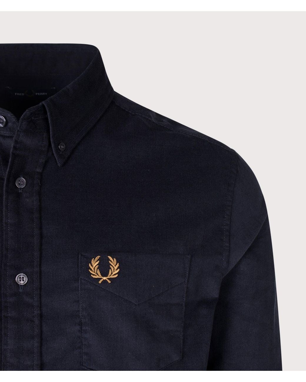 Fred Perry Blue Regular Fit Needle Cord Shirt for men
