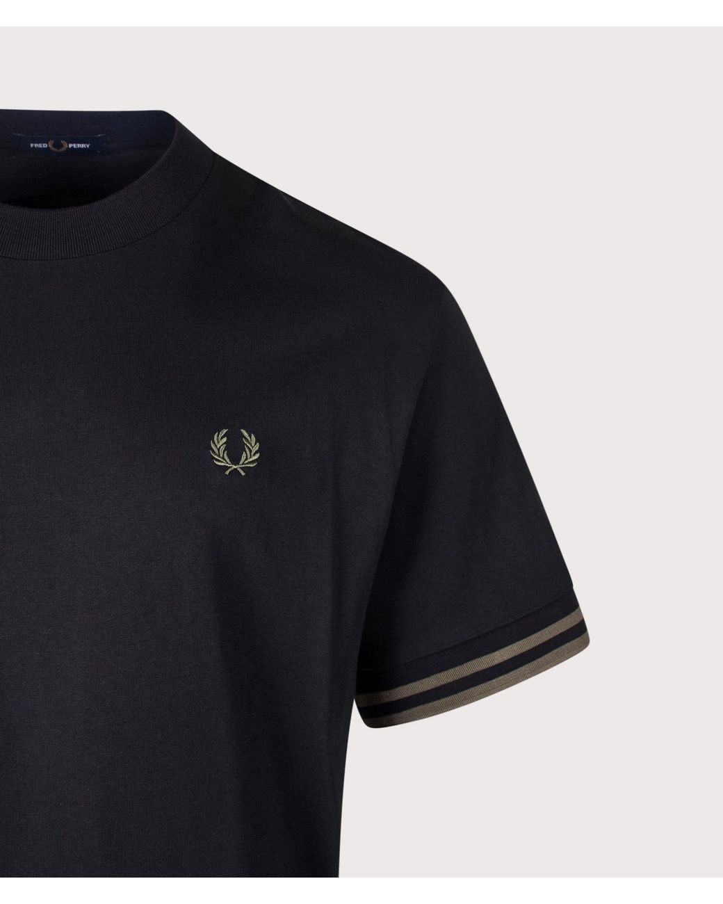 Fred Perry Black Relaxed Fit Bold Tipped T-Shirt for men