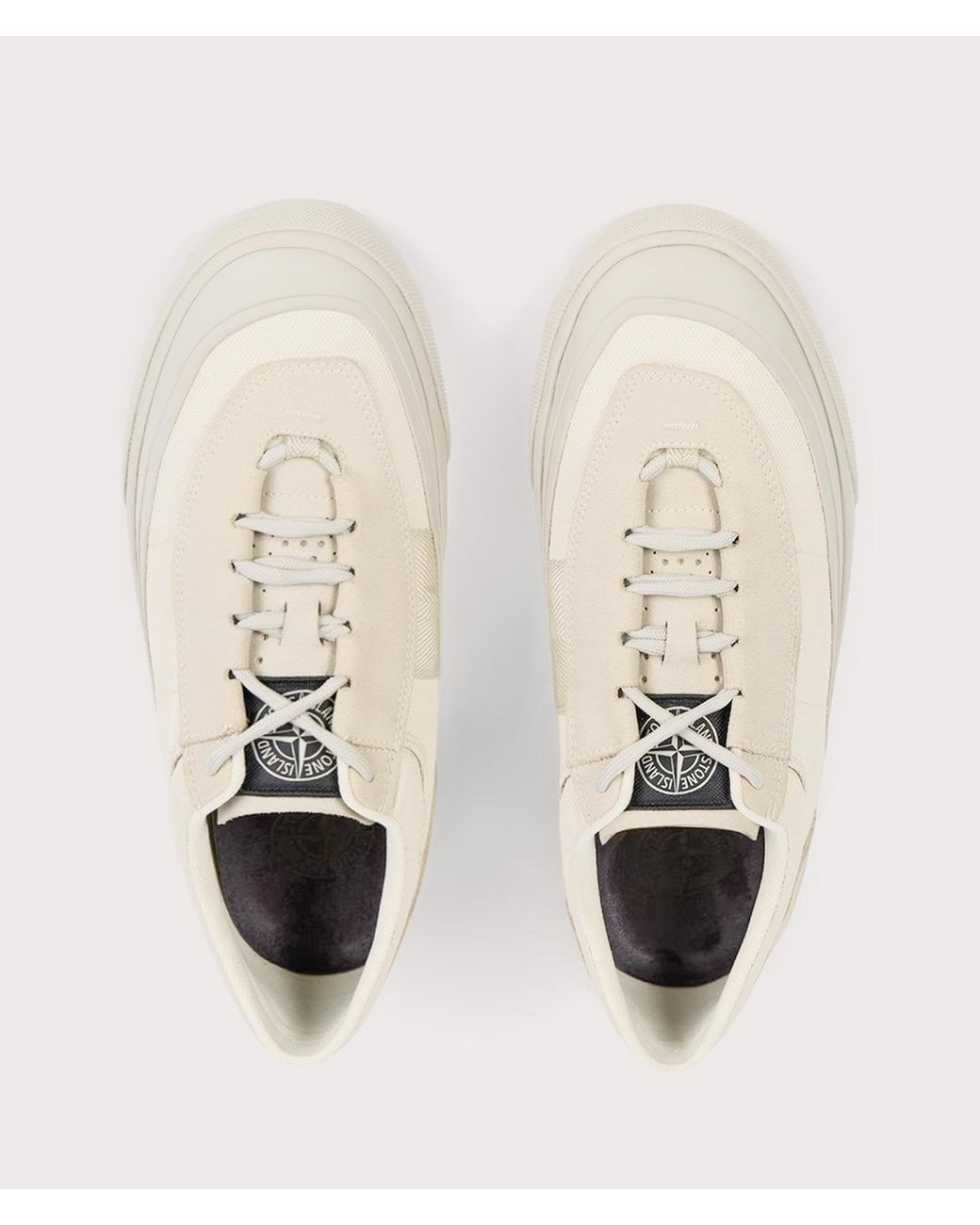 Stone Island Natural Canvas Suede Low Top Trainers for men