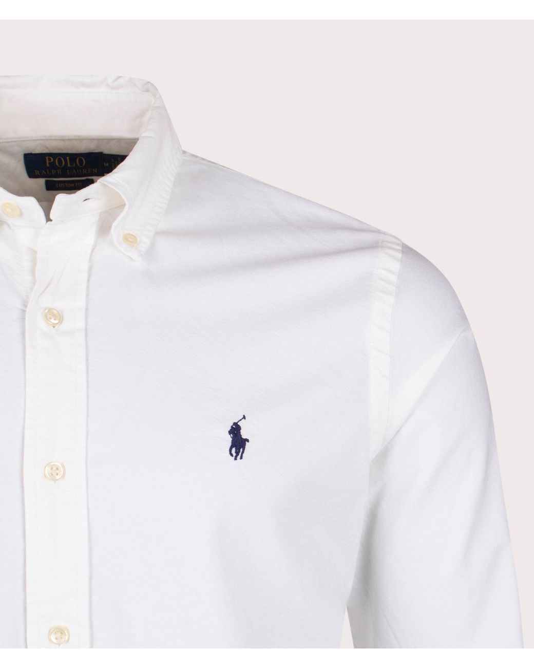 Polo Ralph Lauren White Custom Fit Garment Dyed Oxford Shirt for men