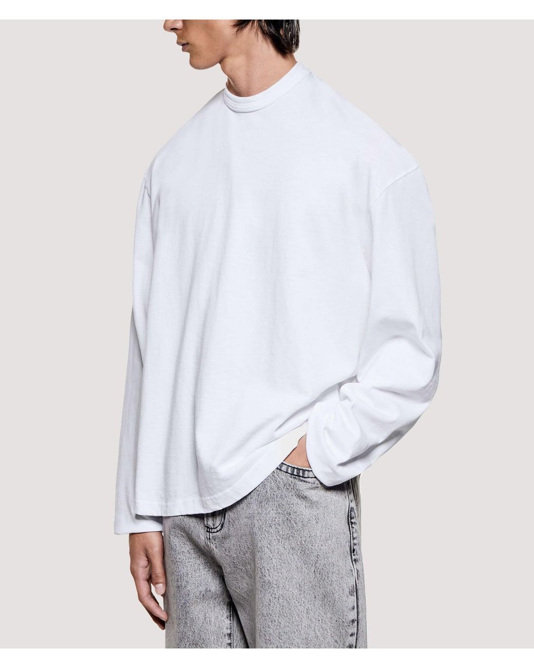 MKI Miyuki-Zoku White Relaxed Fit 220 Gsm Slub Long Sleeve T-Shirt for men