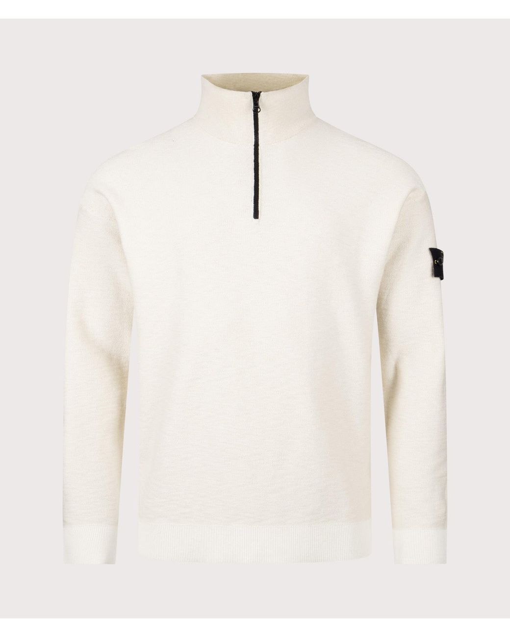 Stone Island Natural Relaxed Fit Quarter Zip Knit Jumper for men